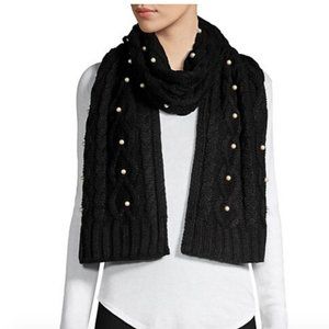 New Karl Lagerfeld Paris Heart Cable Embellished Scarf